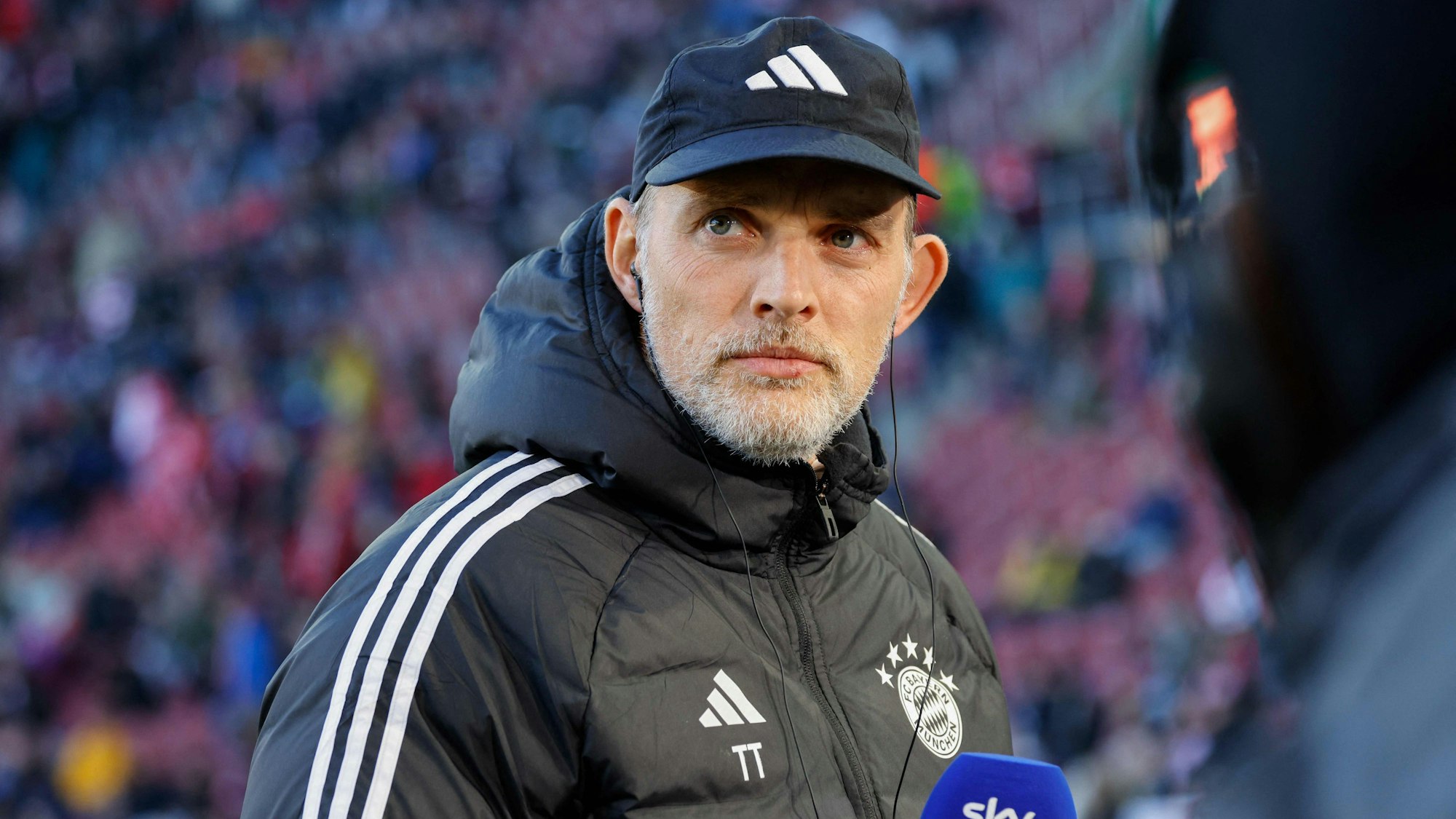 Bayern-Trainer Thomas Tuchel bei einem Sky-Interview.