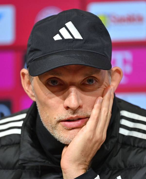 Thomas Tuchel nach dem Spiel gegen Borussia Mönchengladbach am Samstag (3. Februar 2024) auf der Pressekonferenz.