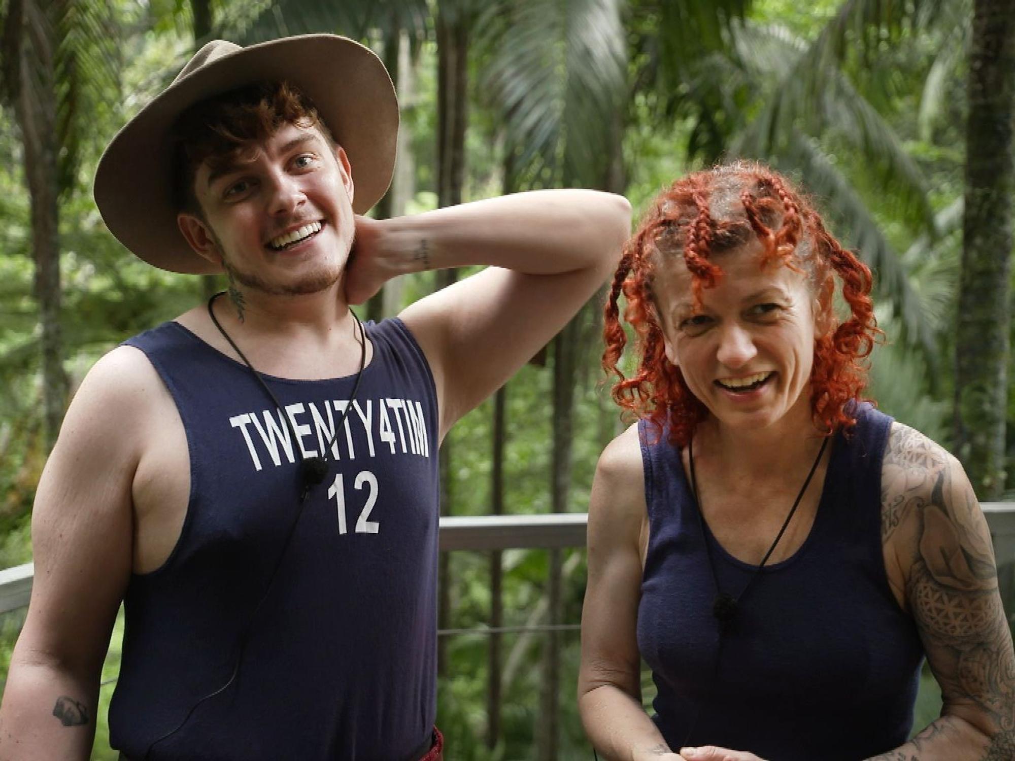 Twenty4Tim und Lucy Diakovska im Dschungelcamp 2024.