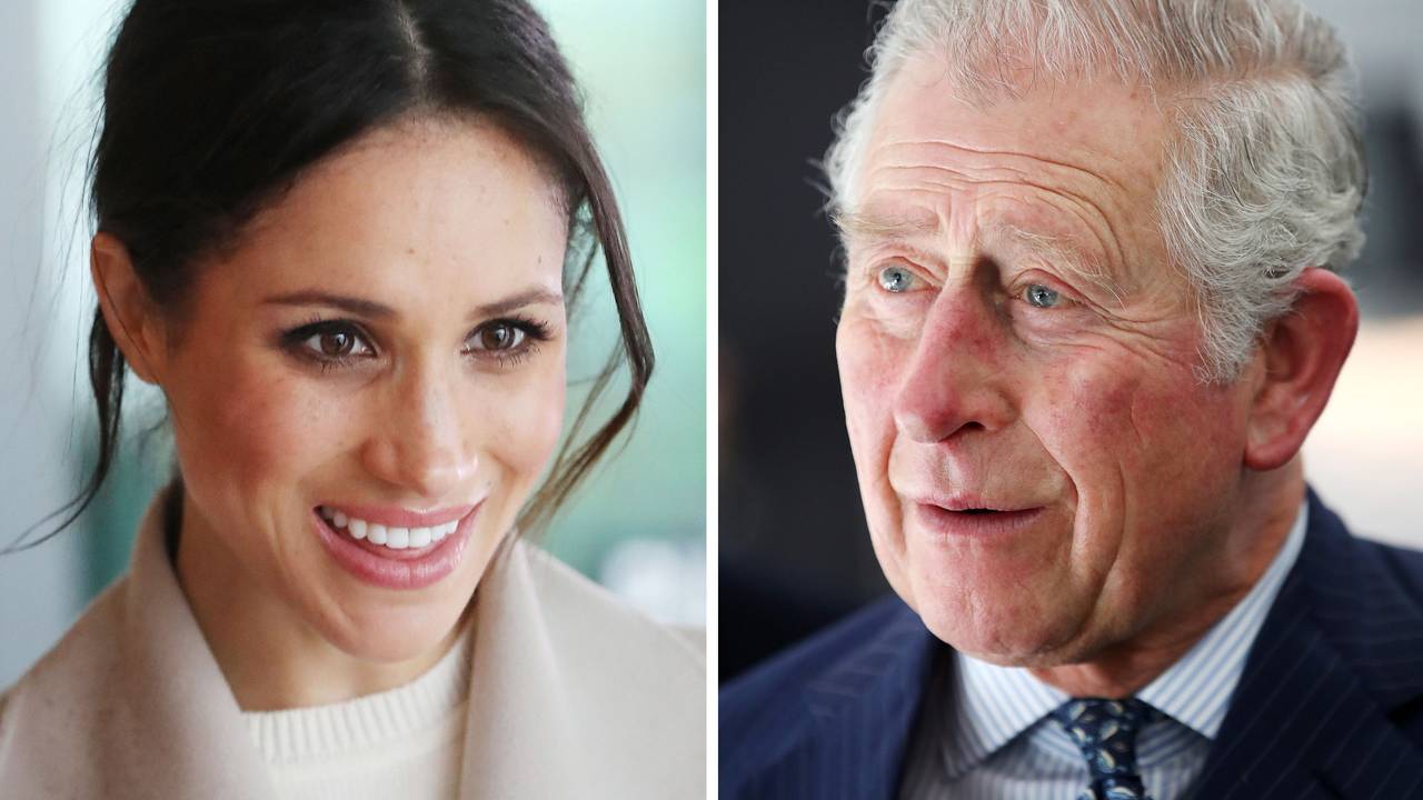 Die Bildkombo aus dem Jahr 2018 zeigt den damaligen britischen Thronfolger Prinz Charles (r) und die die damalige Verlobte von Prinz Harry, Meghan Markle.