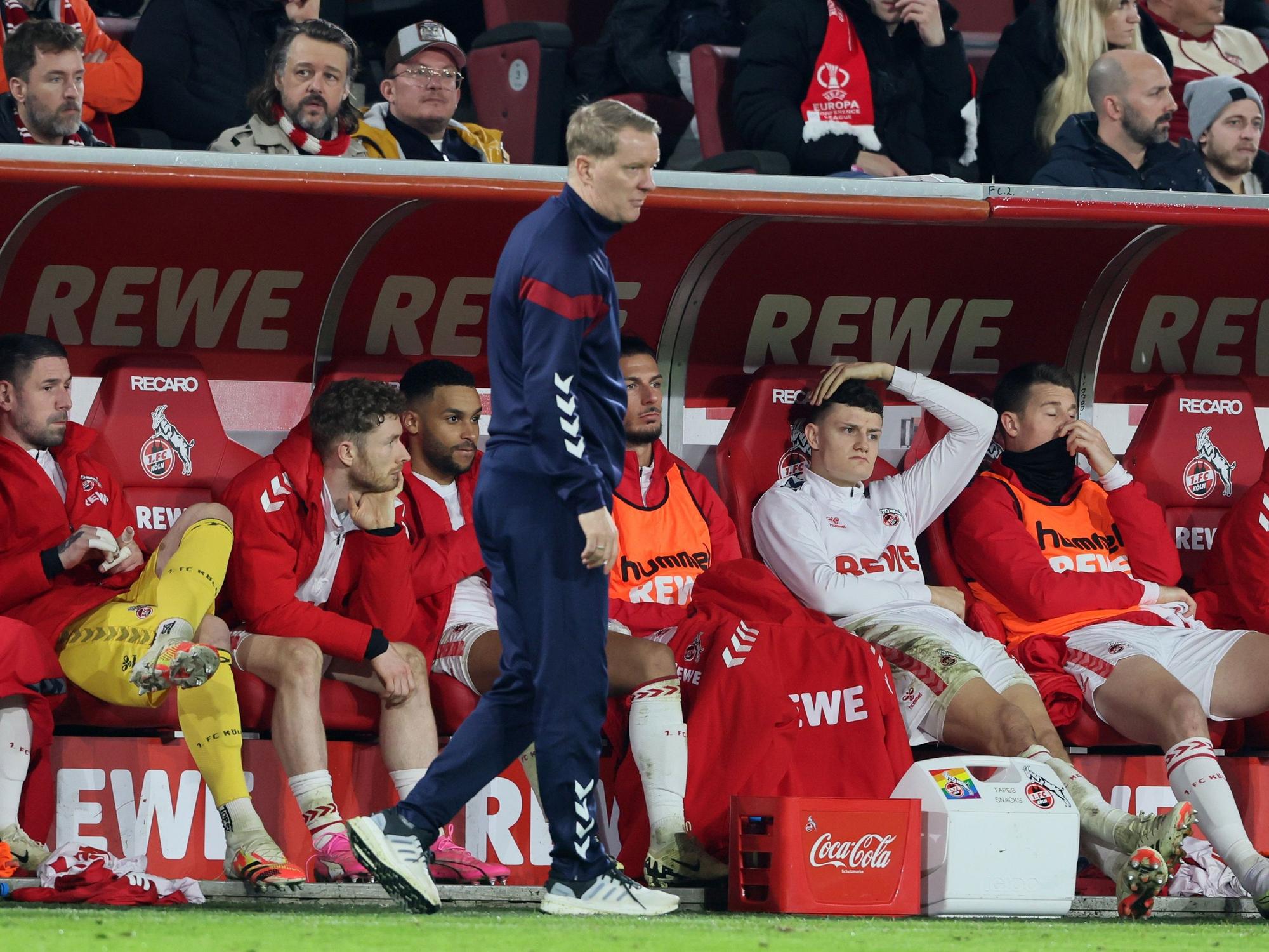 1. FC Köln gegen Werder Bremen: Trainer Timo Schultz (Köln) vor der Bank
