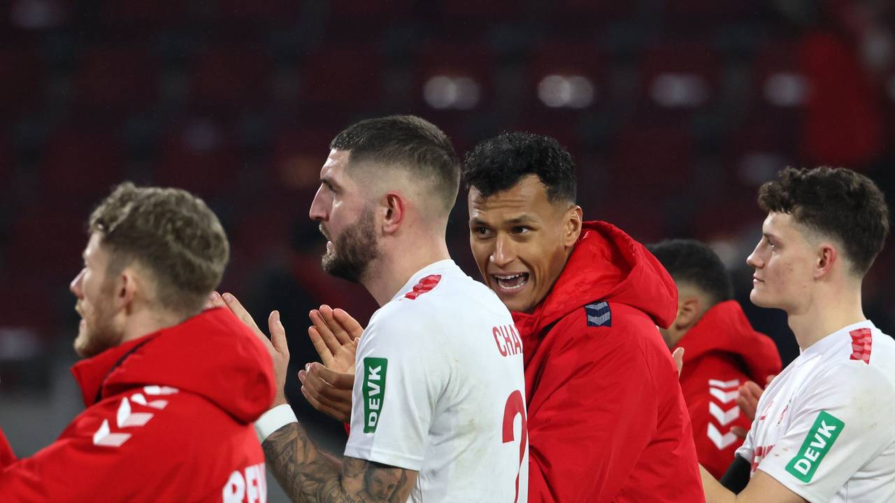 Florian Kainz, Jeff Chabot und Davie Selke nach einem Spiel des 1. FC Köln.