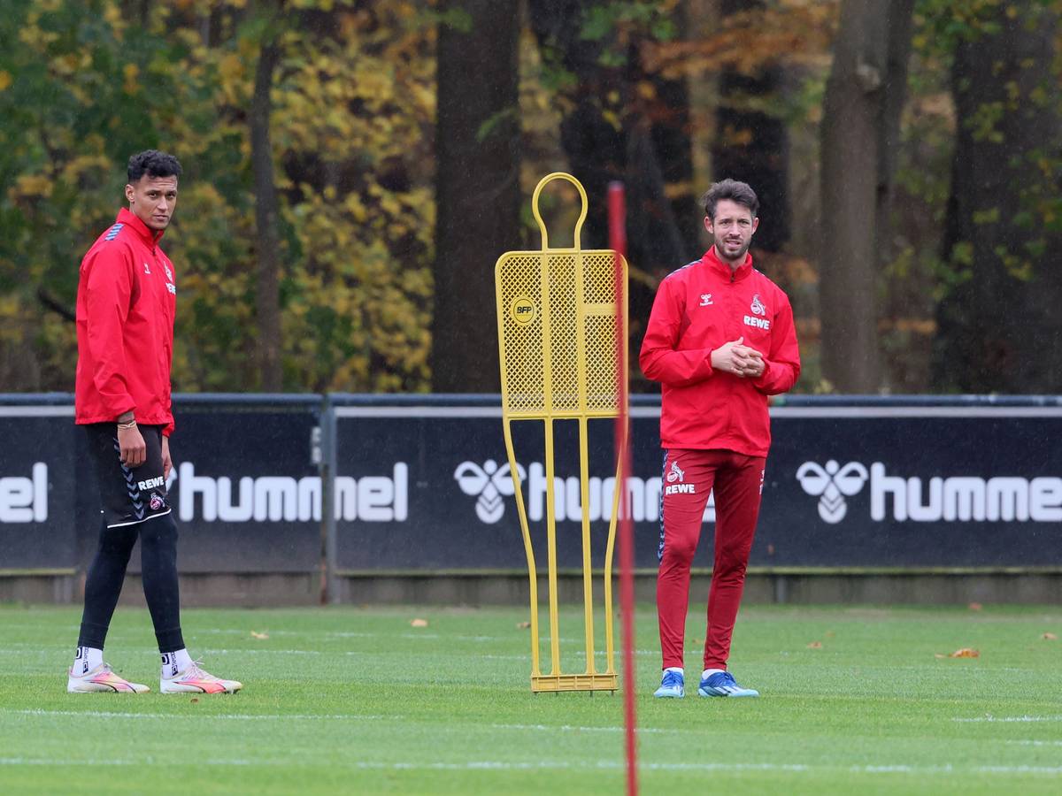 1. FC Köln: Davie Selke und Mark Uth beim Training.
