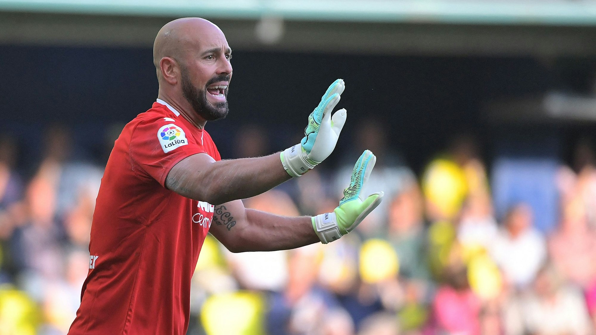 Pepe Reina gestikuliert bei einem Spiel des FC Villarreal.
