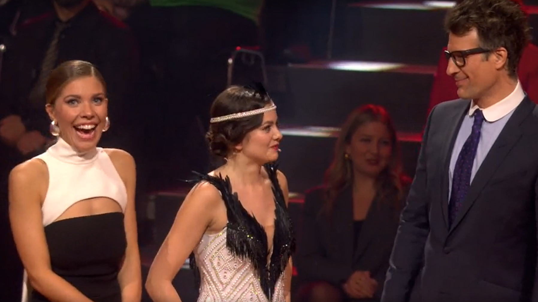 Vicoria Swarovski, Maria Clara Groppler und Daniel Hartwich bei „Let's Dance“.