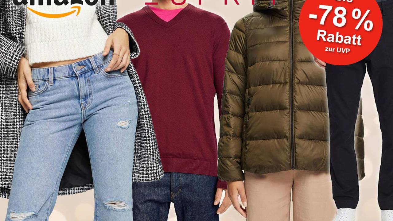 Esprit Mode für Damen und Herren, Jeans Pullover, Jacke mit Esprit und Amazon Logo.