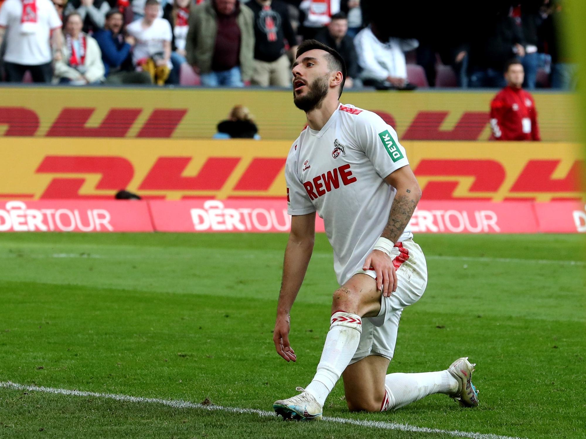 1. FC Köln gegen Bayer Leverkusen: Sargis Adamyan traf nur den Pfosten.
