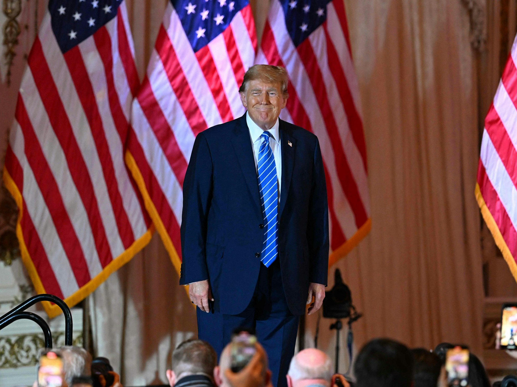 Ex-US-Präsident Donald Trump bei einer Wahlkampfveranstaltung während des „Super Tuesday“ in Mar-a-Lago.