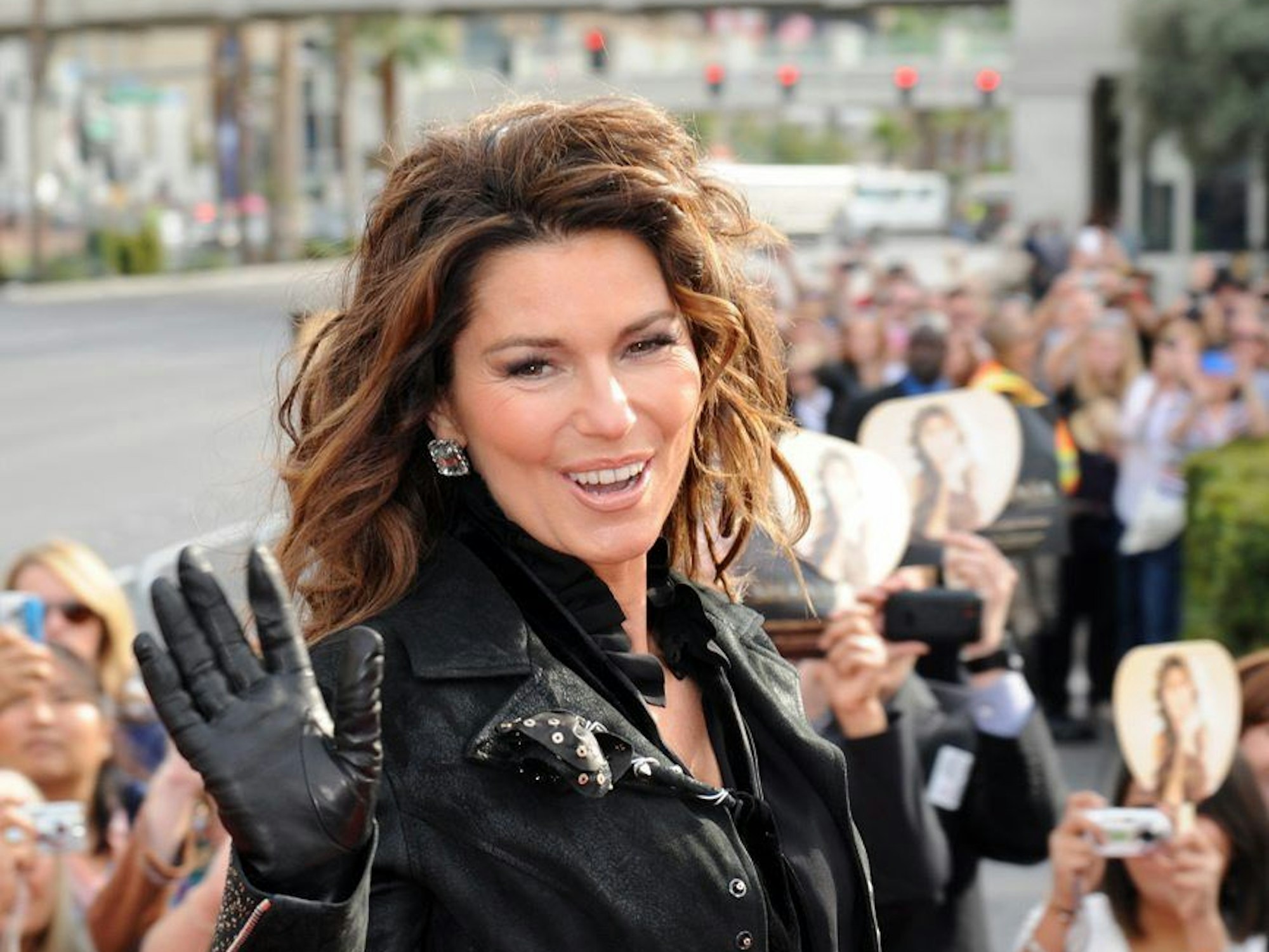 Auf diesem Foto, das vom Las Vegas News Bureau zur Verfügung gestellt wurde, reitet die kanadische Sängerin und Songwriterin Shania Twain im November 2012 über den Las Vegas Strip in Las Vegas, Nevada, USA.