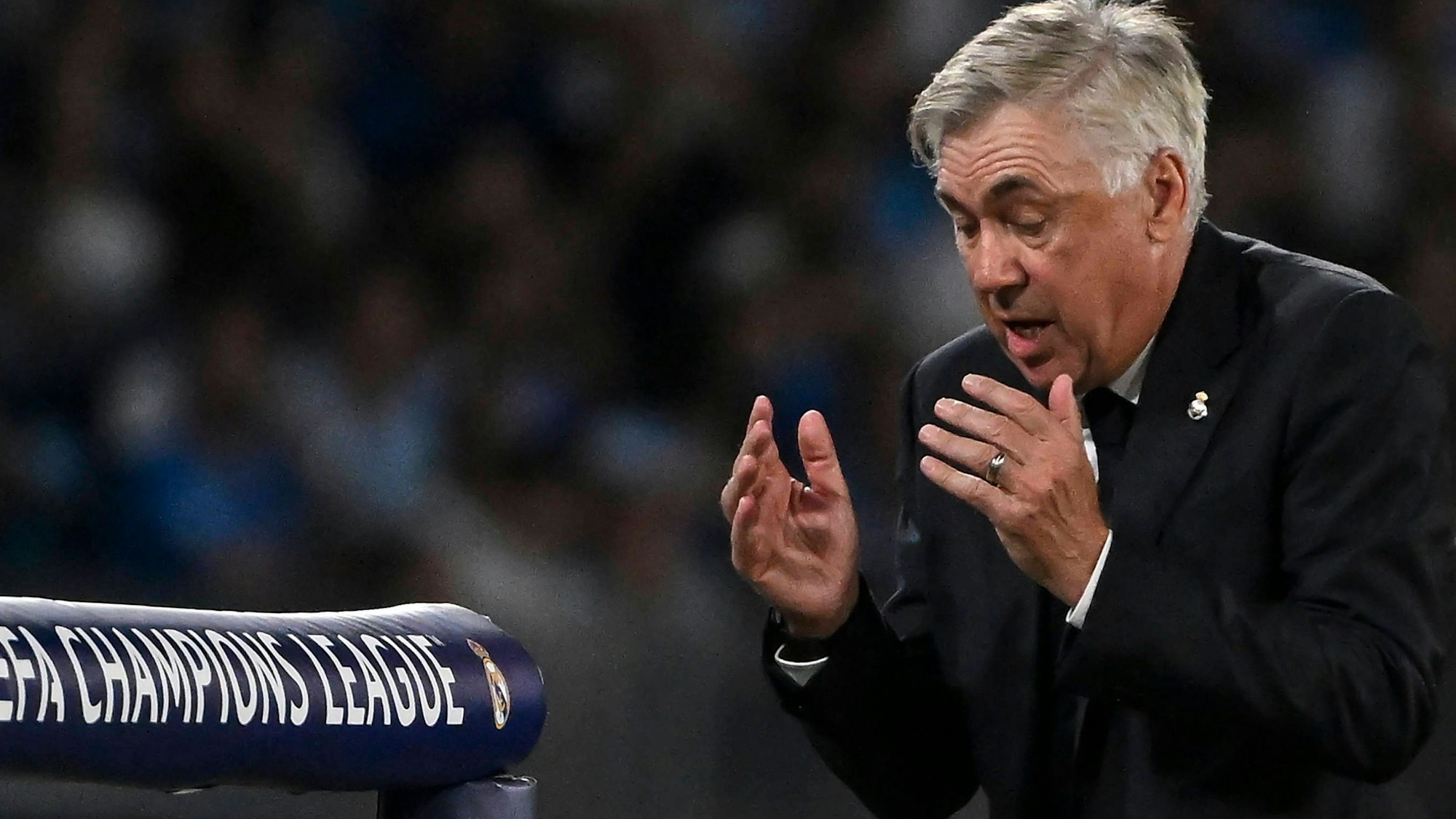 Carlo Ancelotti ärgert sich während eines Champions-League-Spiels.
