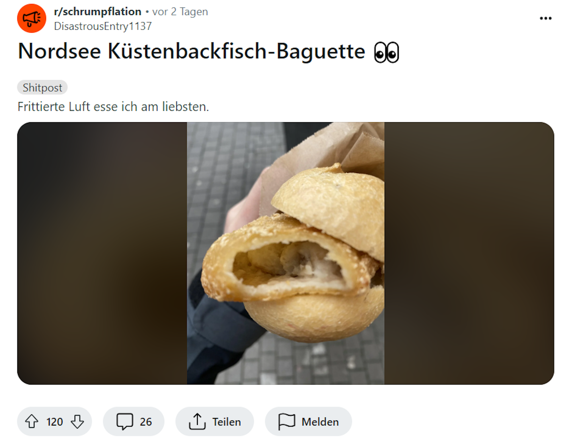 Der Beitrag des Nordsee-Kunden auf reddit.