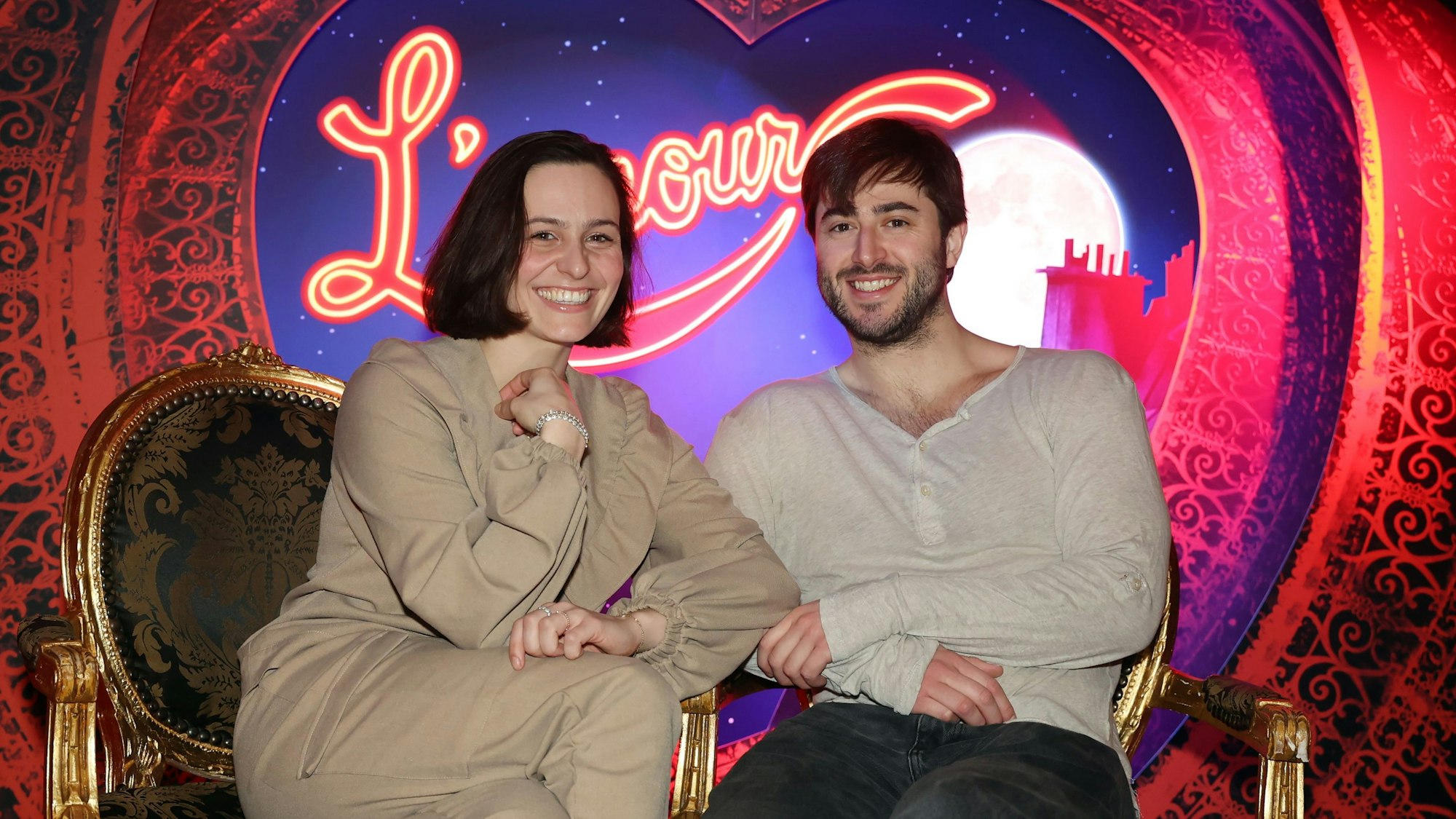 Treffen im Musical-Dome mit den Swings von Moulin Rouge, Julie Thomas und Patrick Robinson.