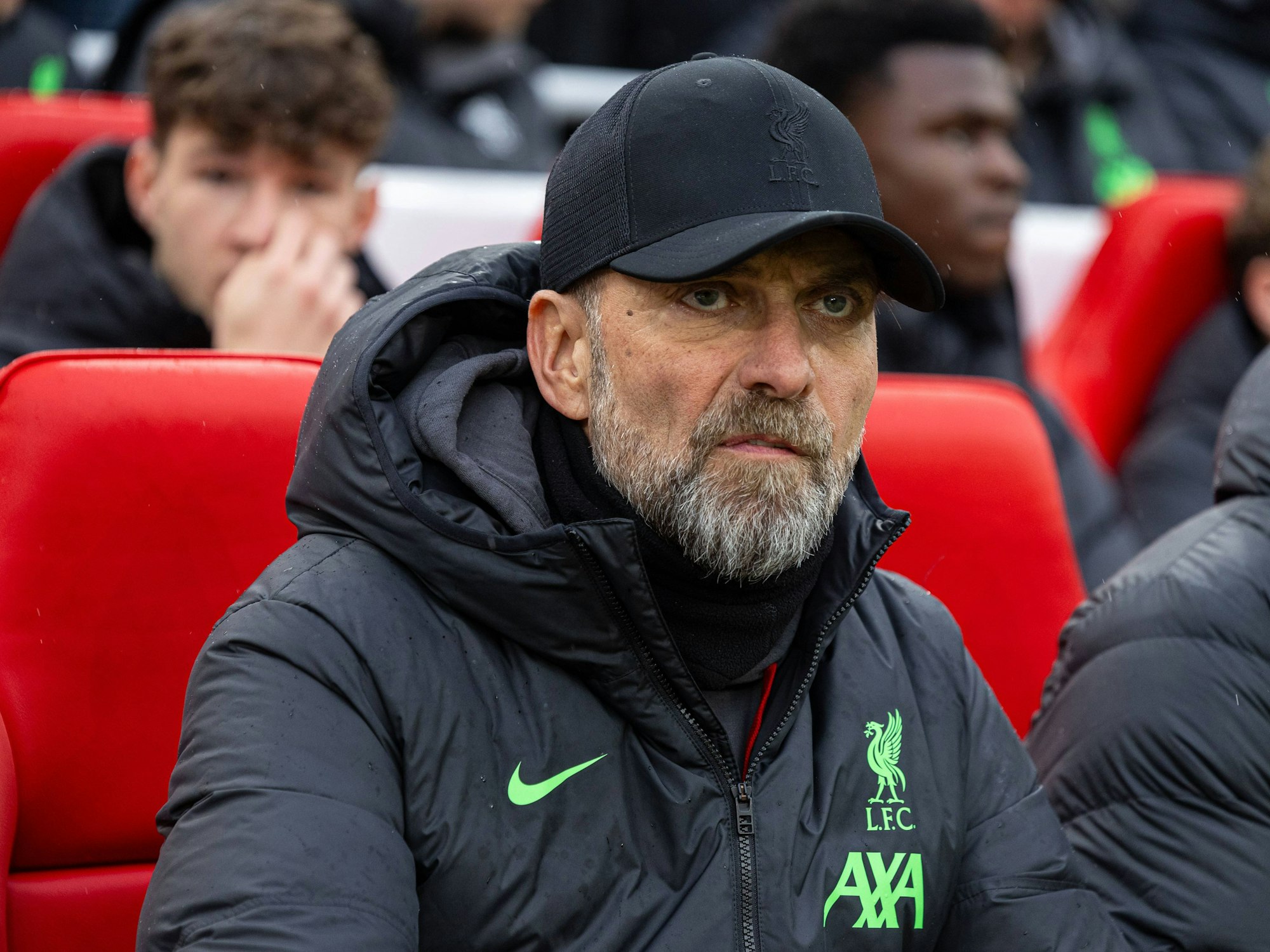 Jürgen Klopp auf der Trainerbank beim Spiel gegen Manchester City.