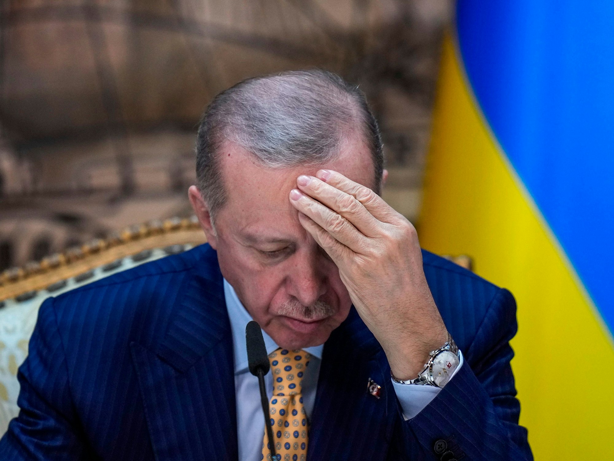 Der türkische Präsident Recep Tayyip Erdogan während einer Pressekonferenz mit dem ukrainischen Präsidenten Selenskyj am 8. März in der Istanbul.