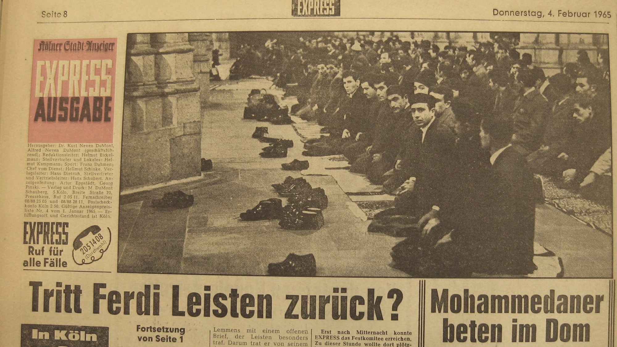 Gastarbeiter beim Ramadan-Gebet im Kölner Dom