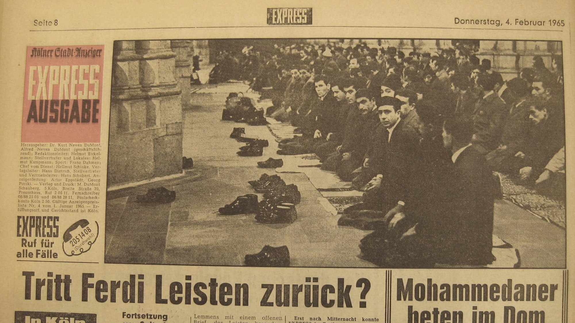 Gastarbeiter beim Ramadan-Gebet im Kölner Dom