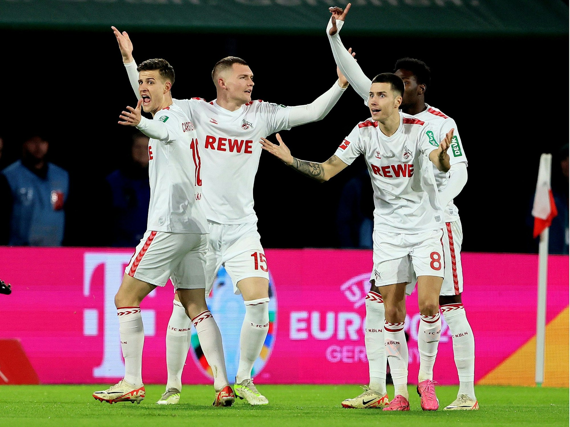 Rasmus Carstensen, Luca Kilian, Denis Huseinbasic und Faride Alidou im Spiel gegen Leipzig.