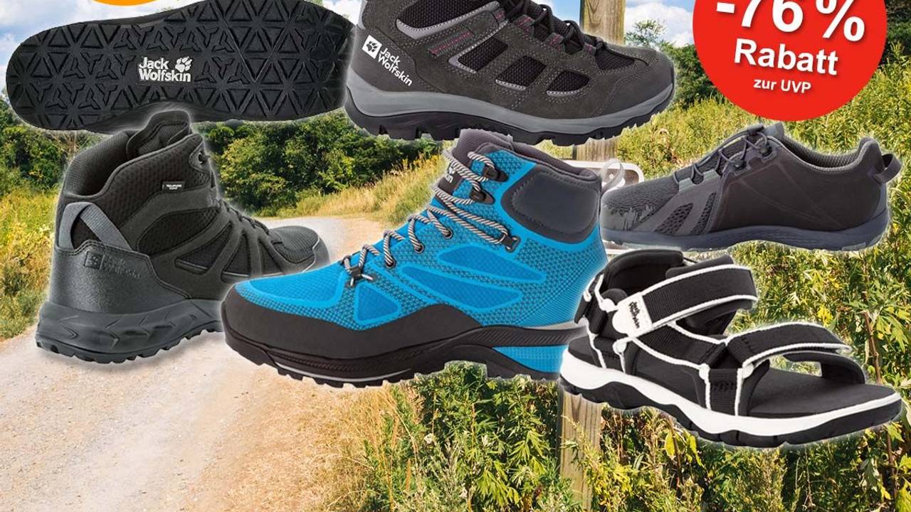 Jack Wolfskin Outdoor Schuhe, Walking Schuhe und Sandalen für einem Wanderweg in der Natur.