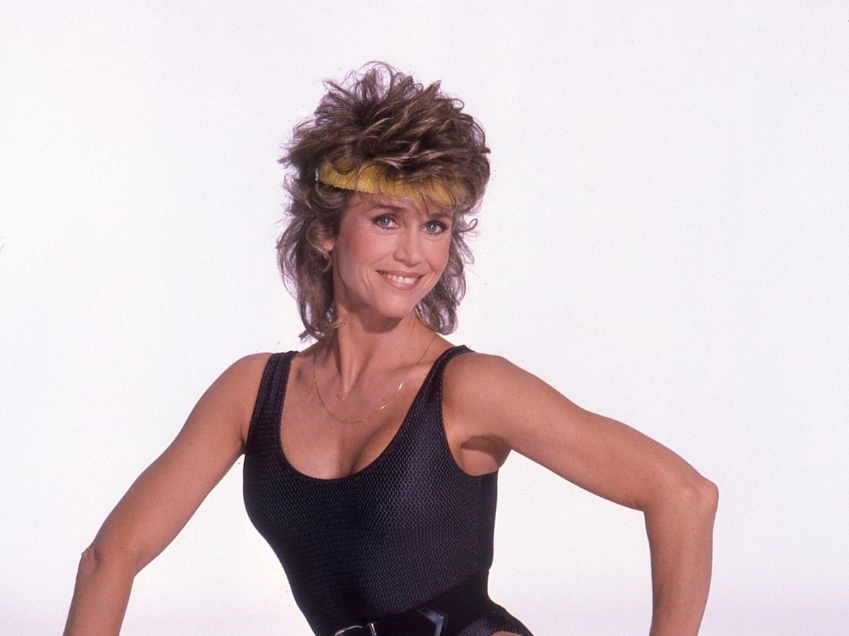 Jane Fonda 1985 beim Aerobic