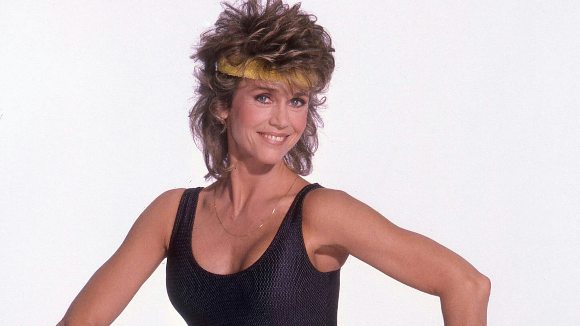 Jane Fonda 1985 beim Aerobic