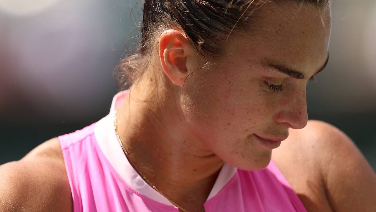 Aryna Sabalenka auf dem Platz in Indian Wells.