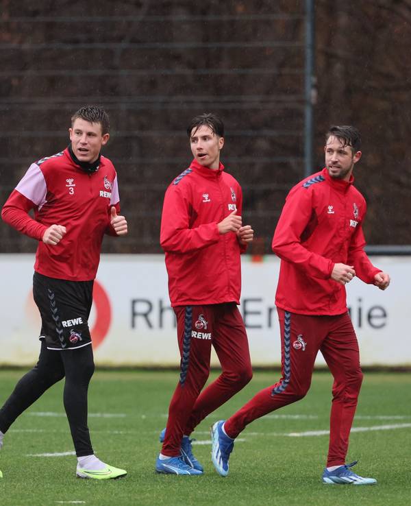1. FC Köln, Training, von links: Mathias Olesen, Dominique Heintz, Denis Huseinbasic, Mark Uth
