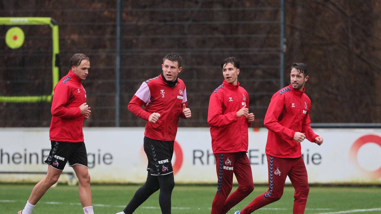 1. FC Köln, Training, von links: Mathias Olesen, Dominique Heintz, Denis Huseinbasic, Mark Uth