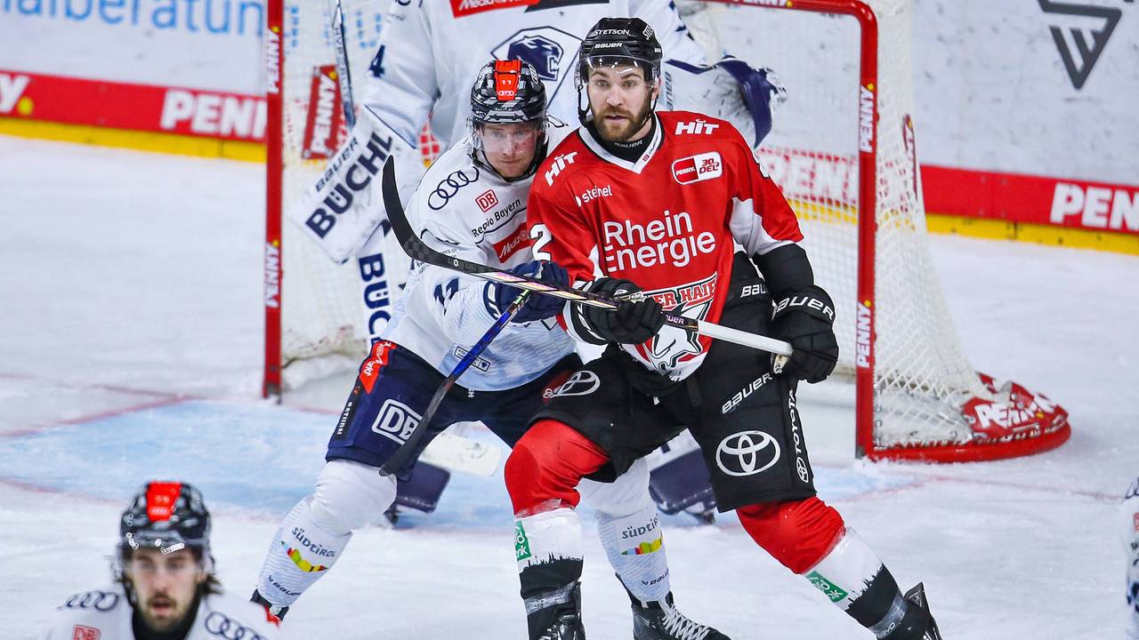 Patrik Virta (l.) im Zweikampf mit Haie-Profi Alexander Grenier.