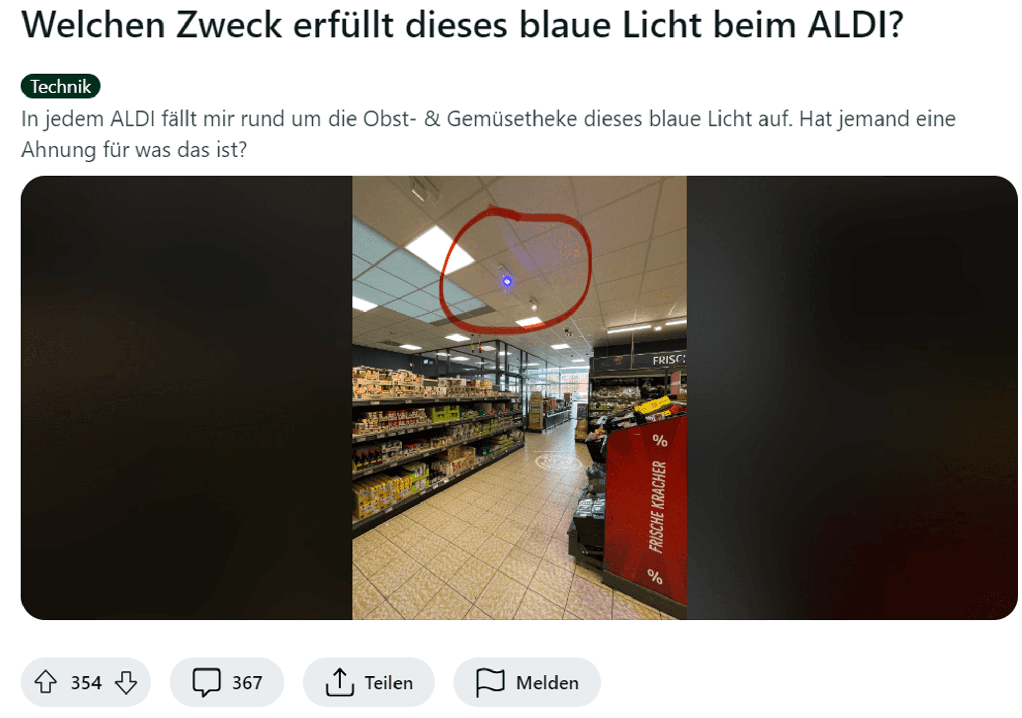 Das geteilte Foto des Aldi-Kunden auf Reddit.
