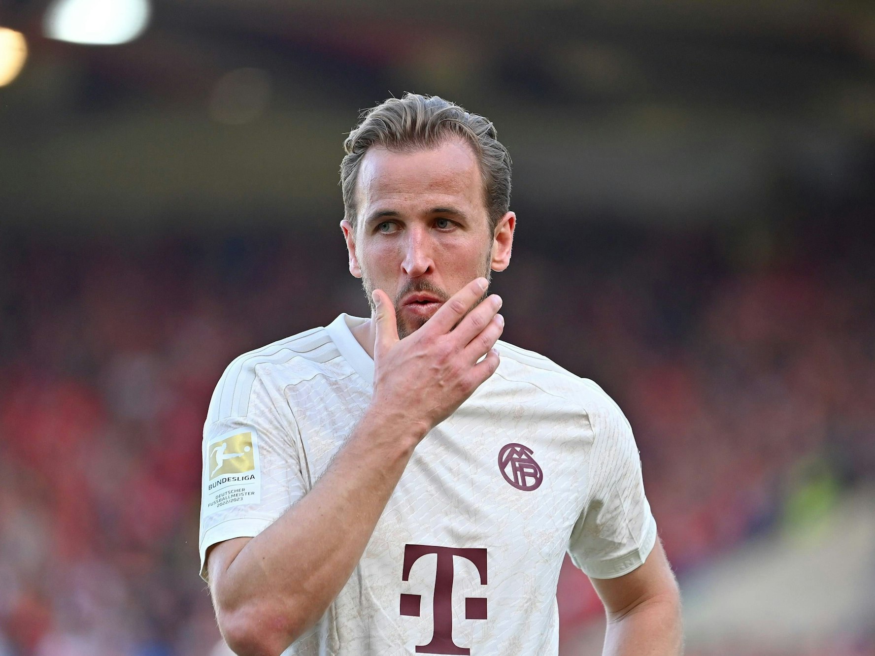 Bayern-Stürmer Harry Kane im Spiel gegen den 1. FC Heidenheim am 6. April 2024.