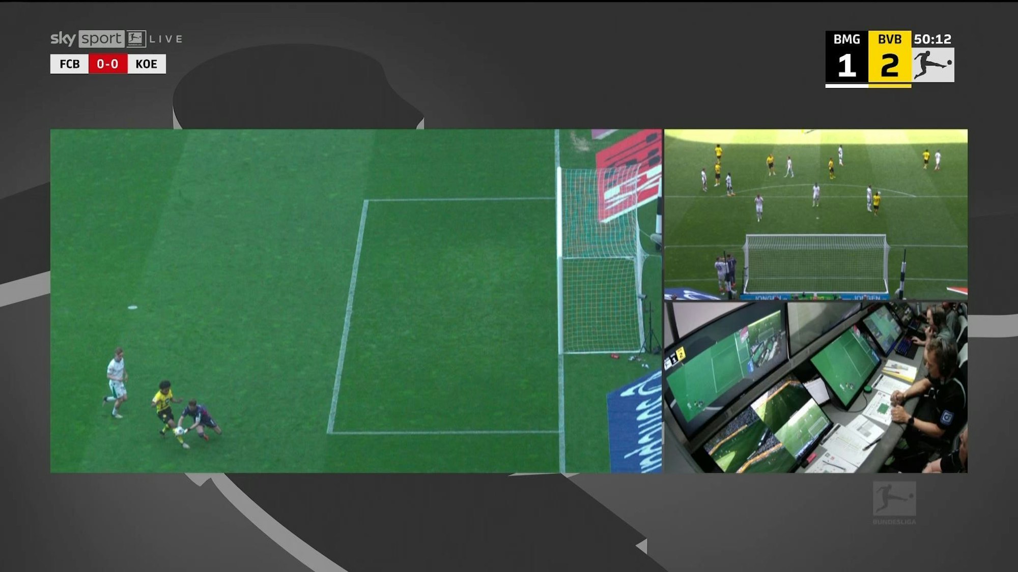 TV-Bilder vom VAR-Check zum Elfmeter für Borussia Dortmund gegen Borussia Mönchengladbach.