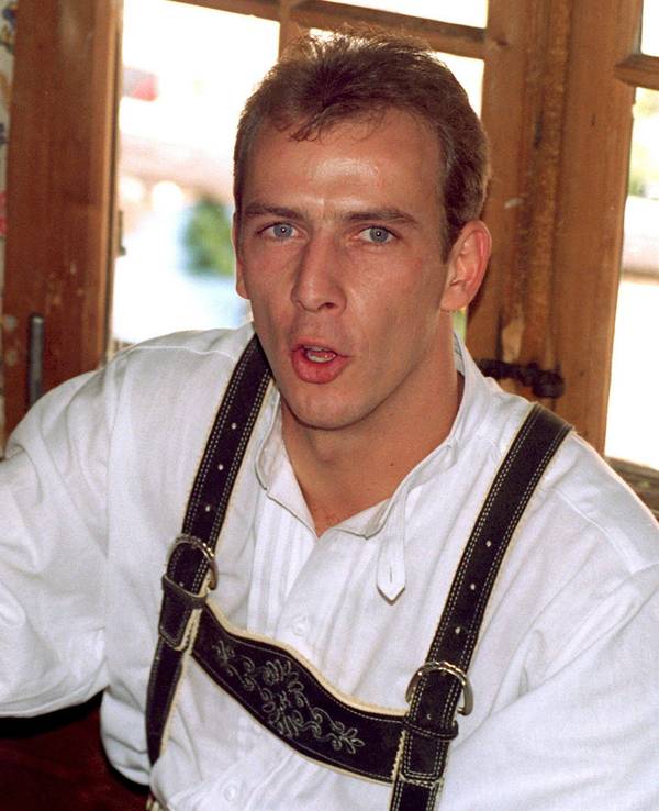 Mario Basler mit Bierkrug beim Oktoberfest 1996