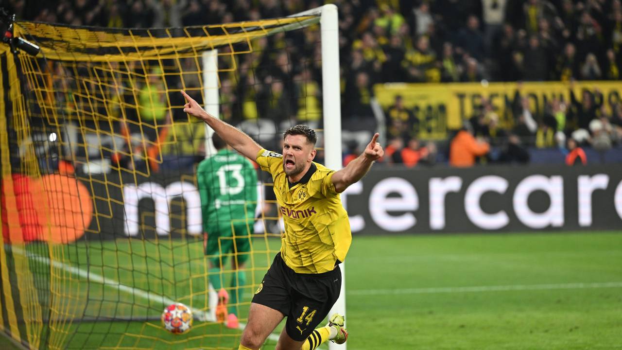 Borussia Dortmunds Niclas Füllkrug jubelt nach seinem Tor zum 3:2 gegen Atlético Madrid in der Champions League.