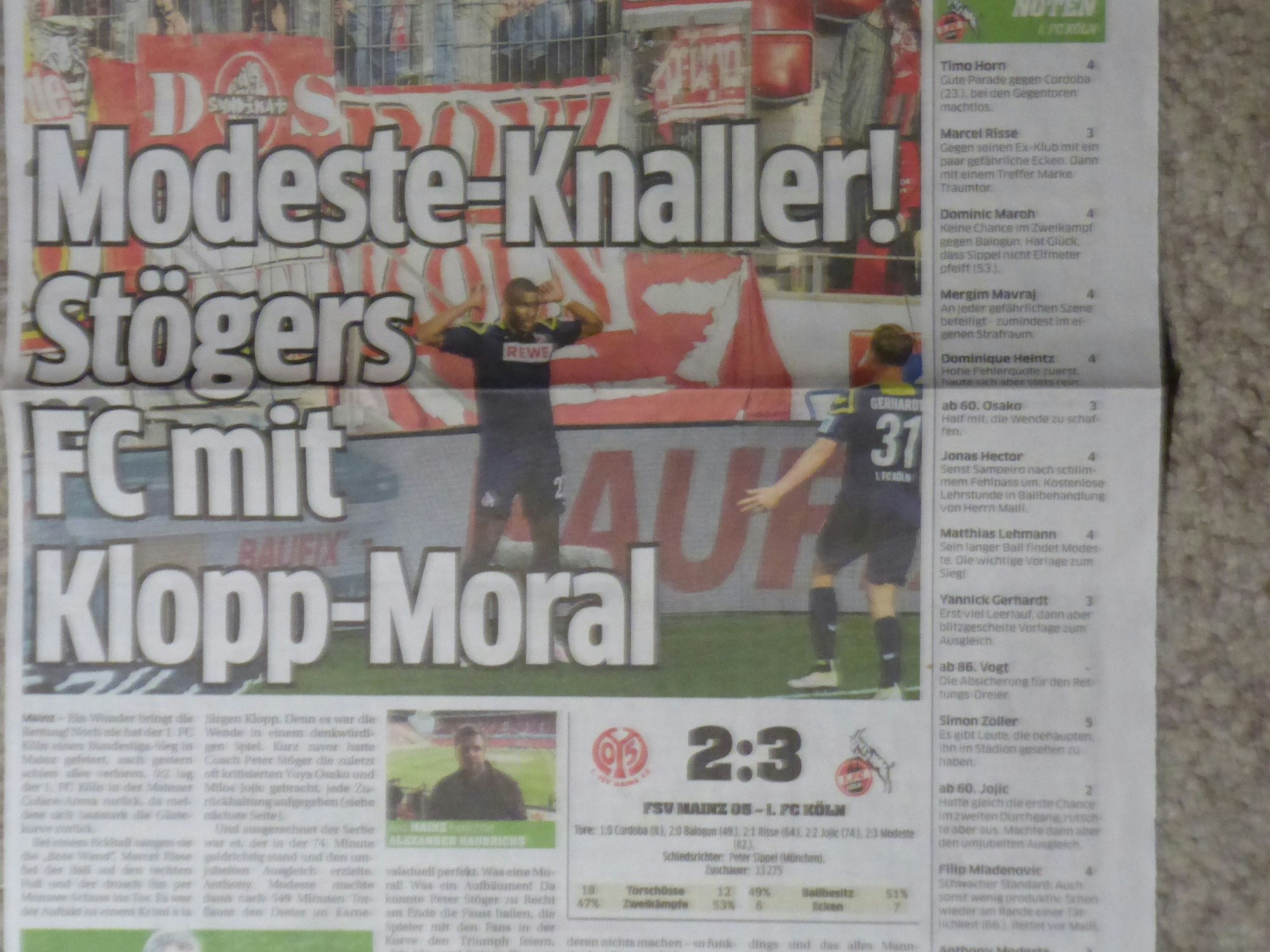 EXPRESS-Schlagzeile vom FC-Sieg in Mainz 2016.