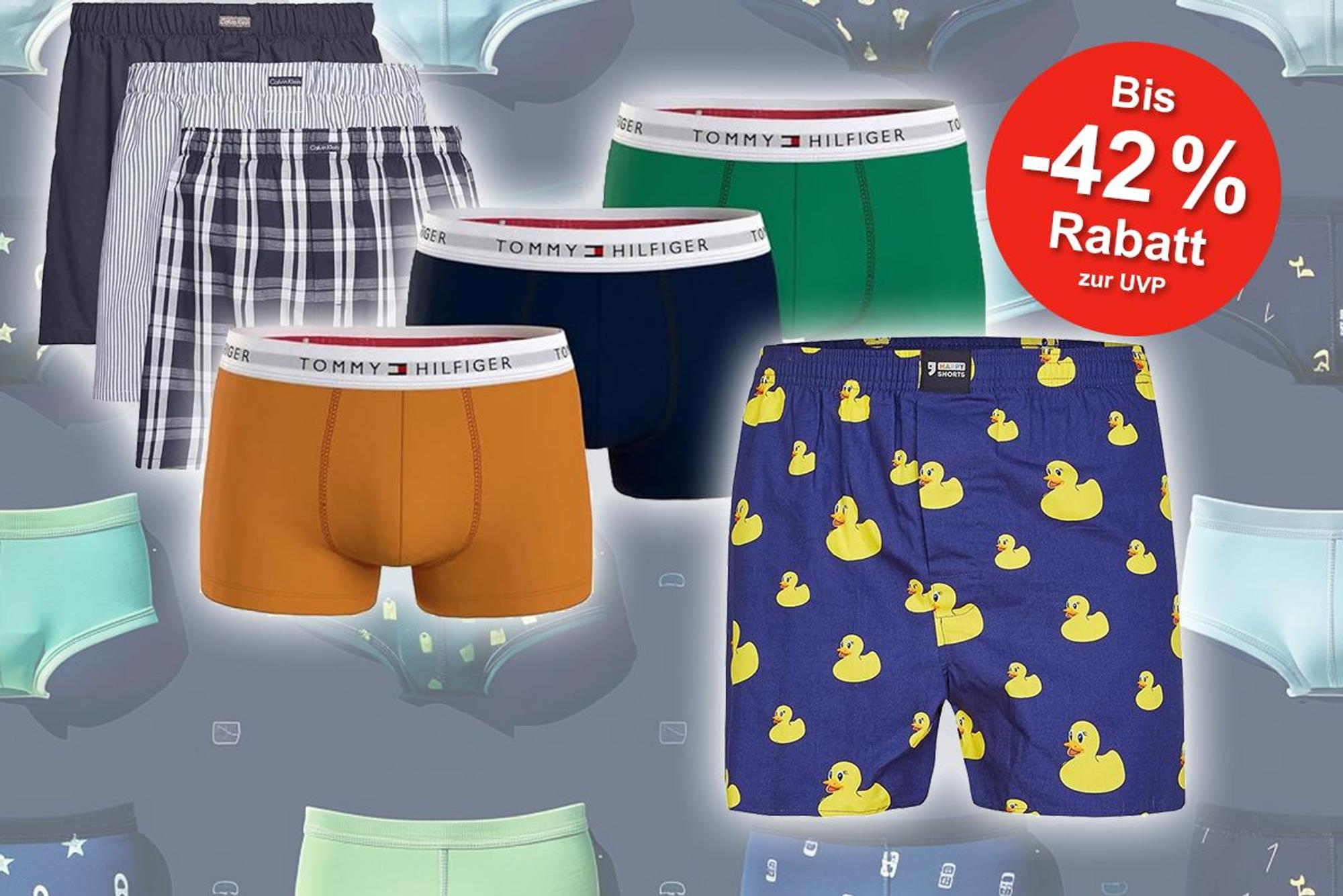 Boxershorts verschiedener Marken wie Levi's und Tommy Hilfiger.