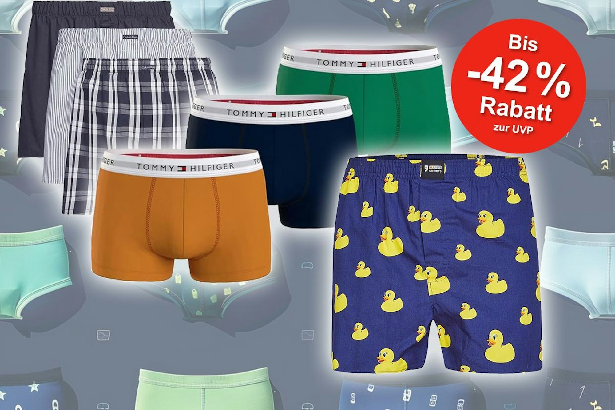 Boxershorts verschiedener Marken wie Levi's und Tommy Hilfiger.