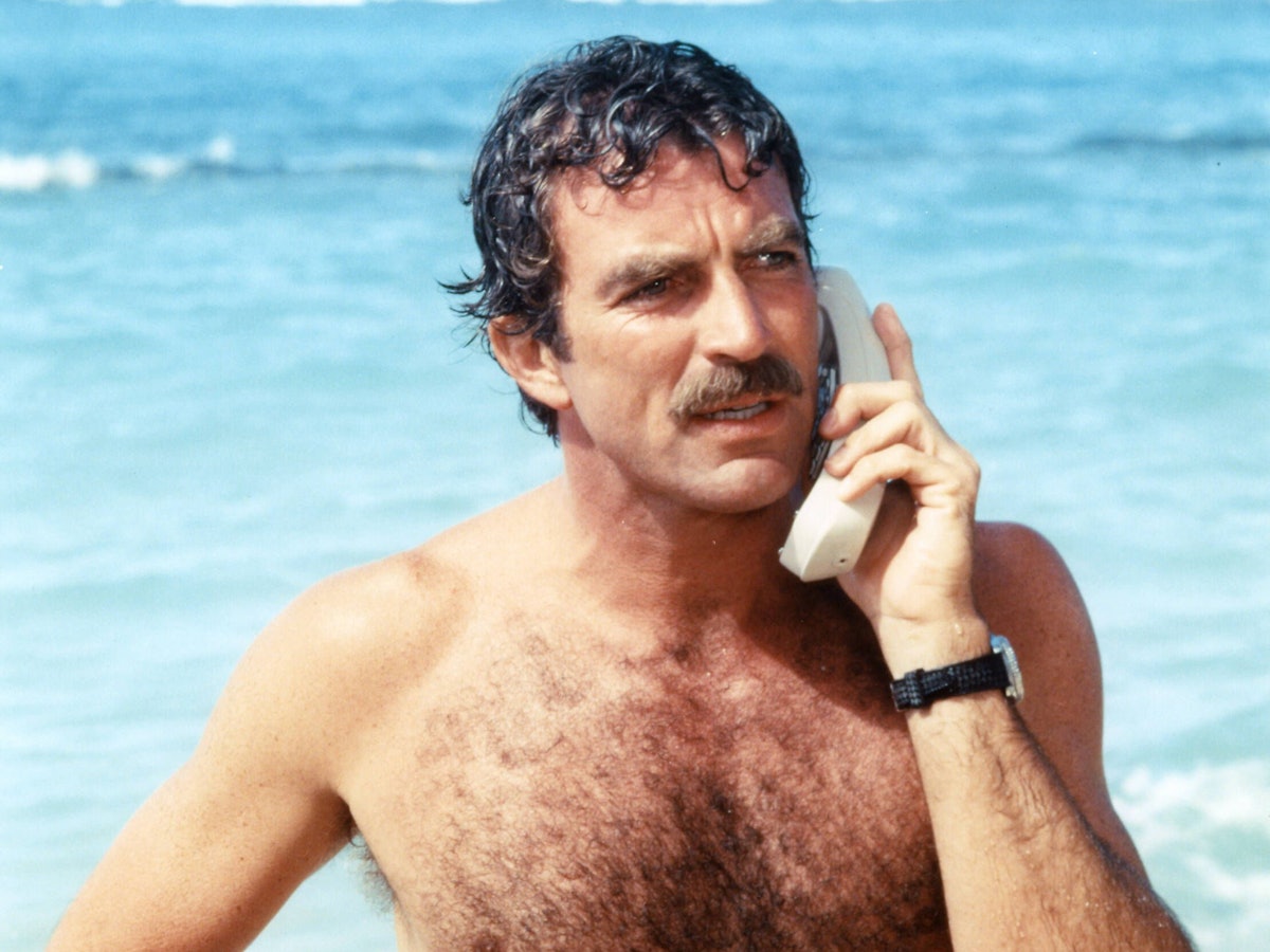 Tom Selleck als Thomas Magnum in einer Szene aus den 1980er Jahren