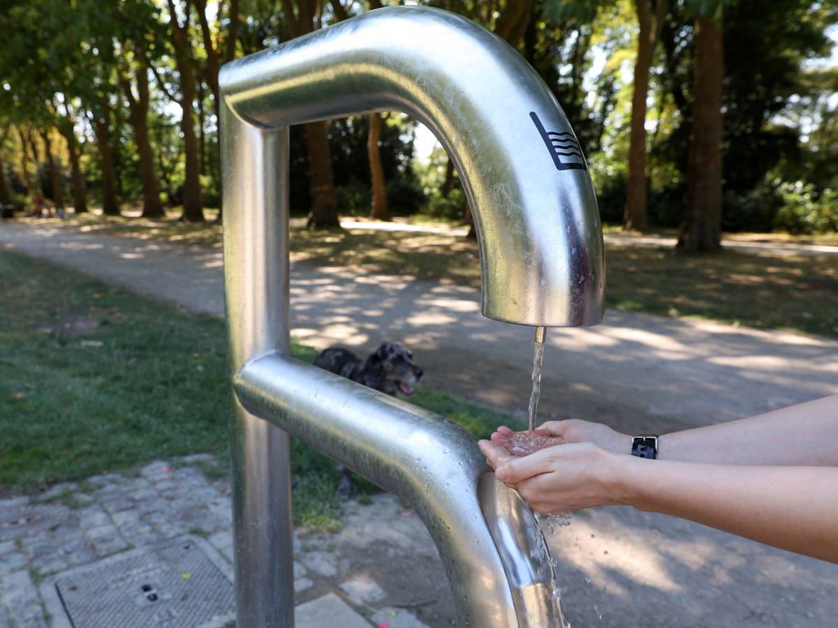 Trinkwasserbrunnen im Blücherpark im August 2022