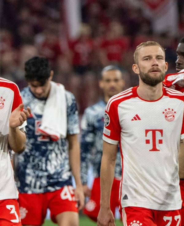 Joshua Kimmich, Min-Jae Kim und Konrad Laimer (von links) nach dem Spiel des FC Bayern gegen Real Madrid a Dienstag (30. April 2024).