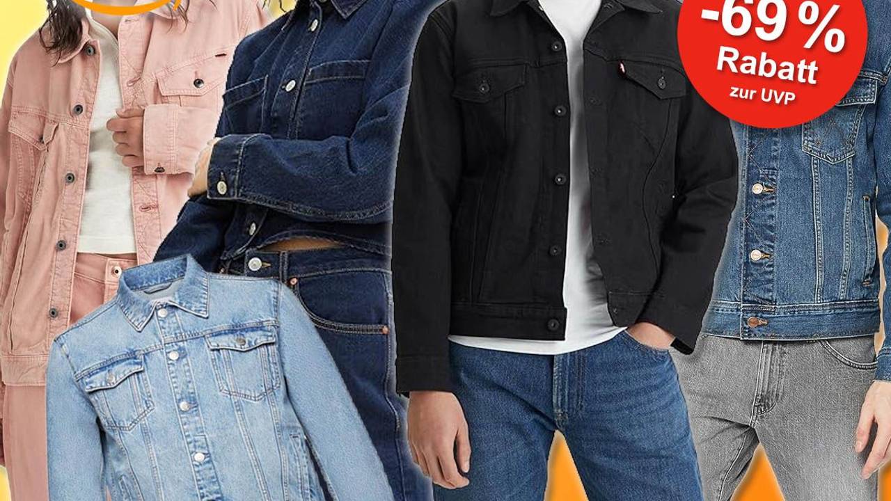 Männer und Frauen mit Jeansjacken von Tom Tailor, Esprit, Levi's, G-Star Raw, Wrangler.
