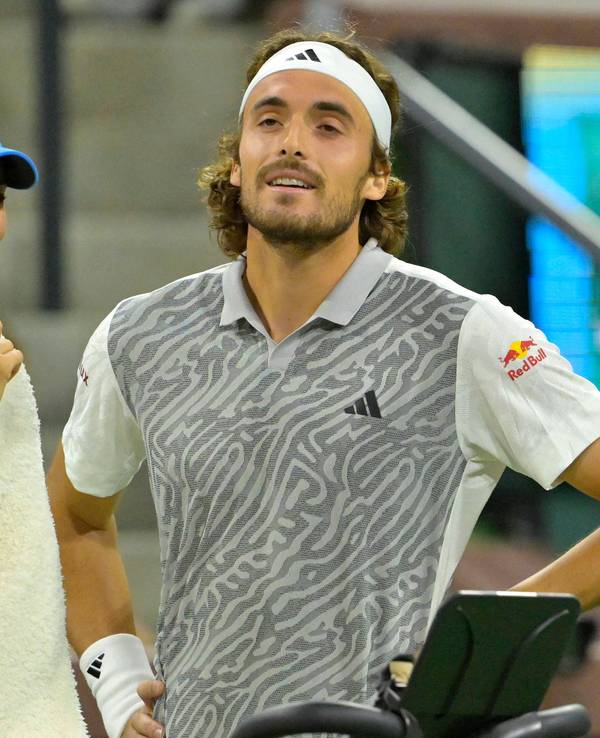 Paula Badosa (l.) und Stefanos Tsitsipas mit guter Laune bei den Indian Wells.