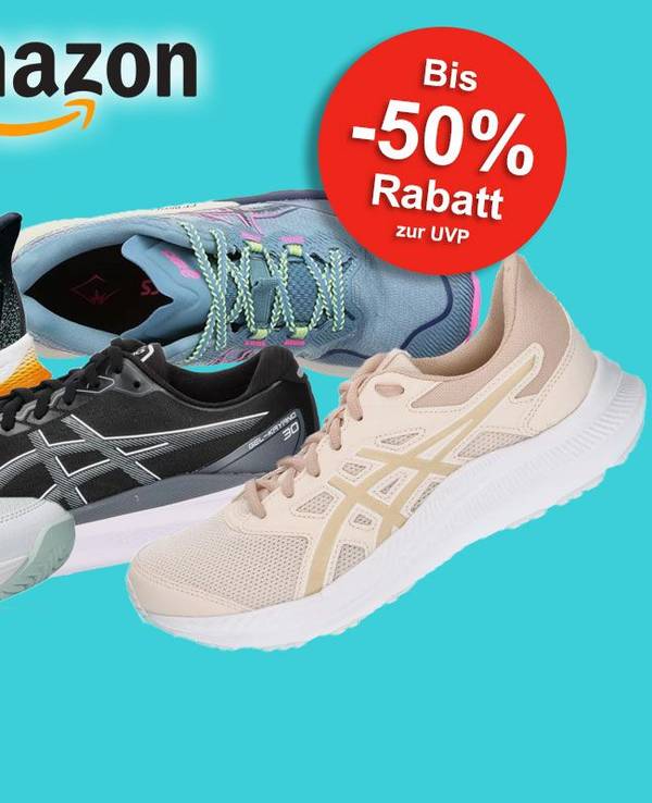 Auf dem Bild sind unterschiedliche Modelle von der Marke Asics zu sehen.