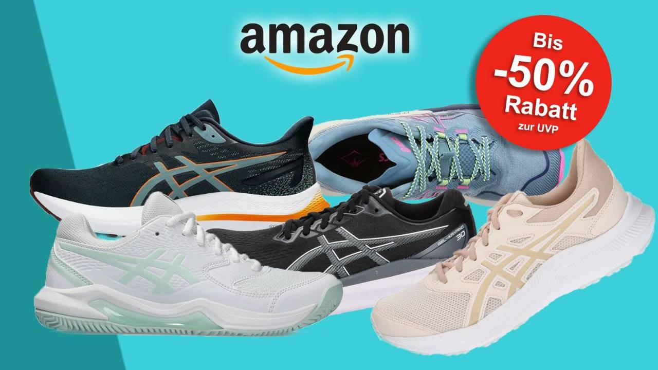 Auf dem Bild sind unterschiedliche Modelle von der Marke Asics zu sehen.