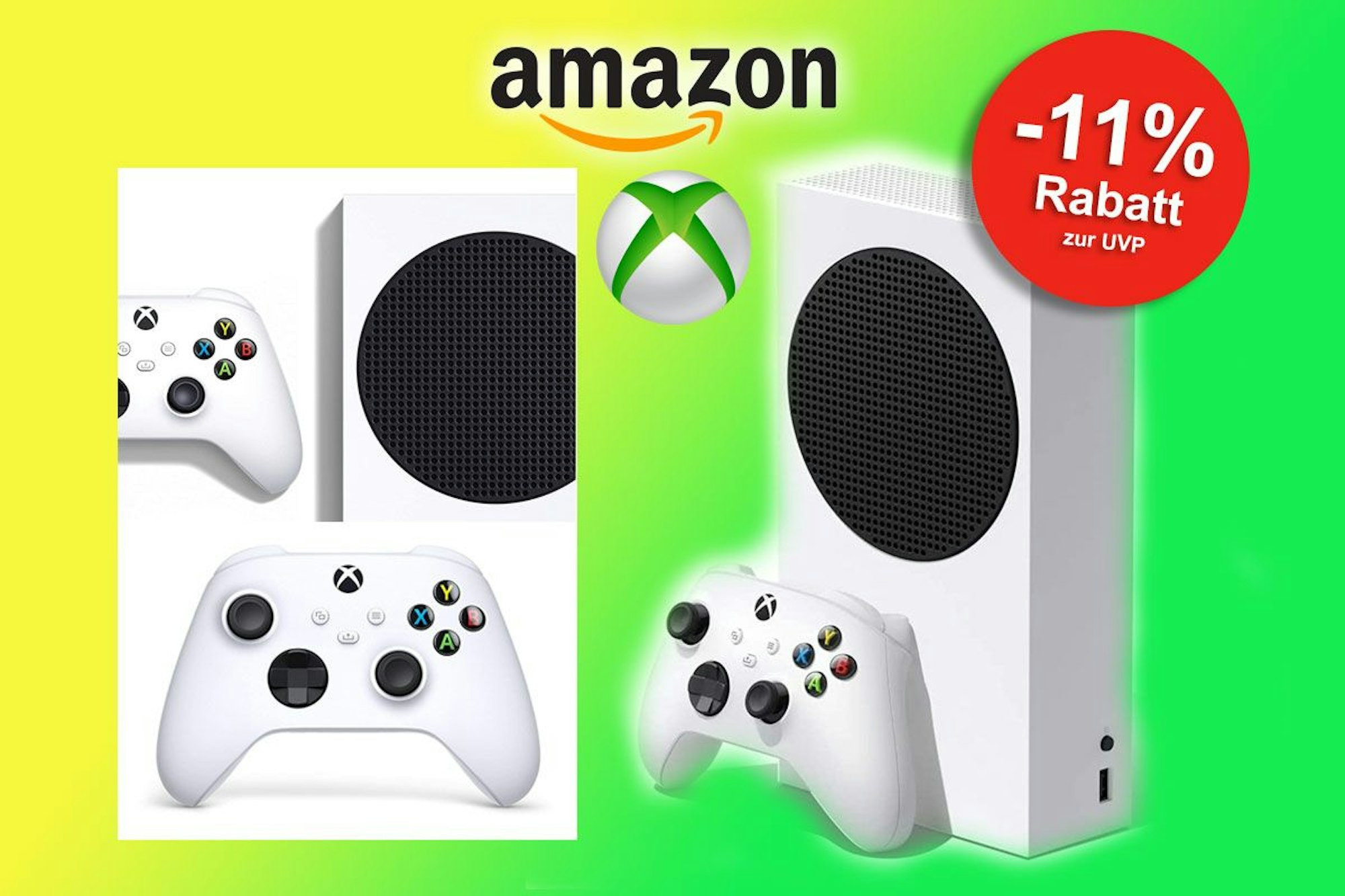 Auf dem Bild ist die Xbox Series S mit Controller abgebildet.