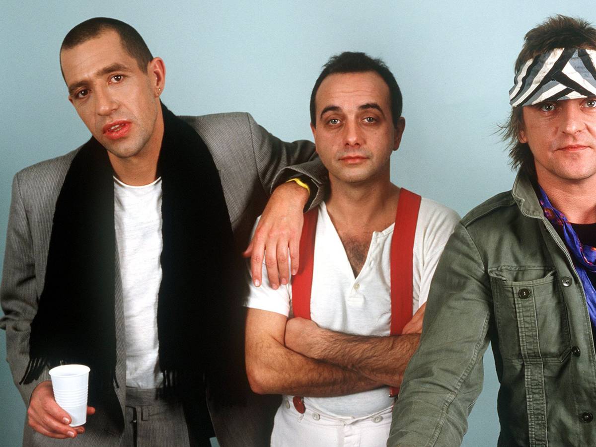 Die deutsche Musikgruppe «Trio» mit Stephan Remmler (l-r), Peter Behrens und Kralle Krawinkel, aufgenommen am 17.12.1983 in Düsseldorf