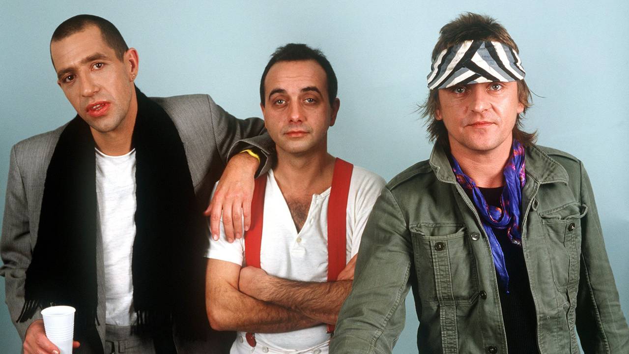 Die deutsche Musikgruppe «Trio» mit Stephan Remmler (l-r), Peter Behrens und Kralle Krawinkel, aufgenommen am 17.12.1983 in Düsseldorf