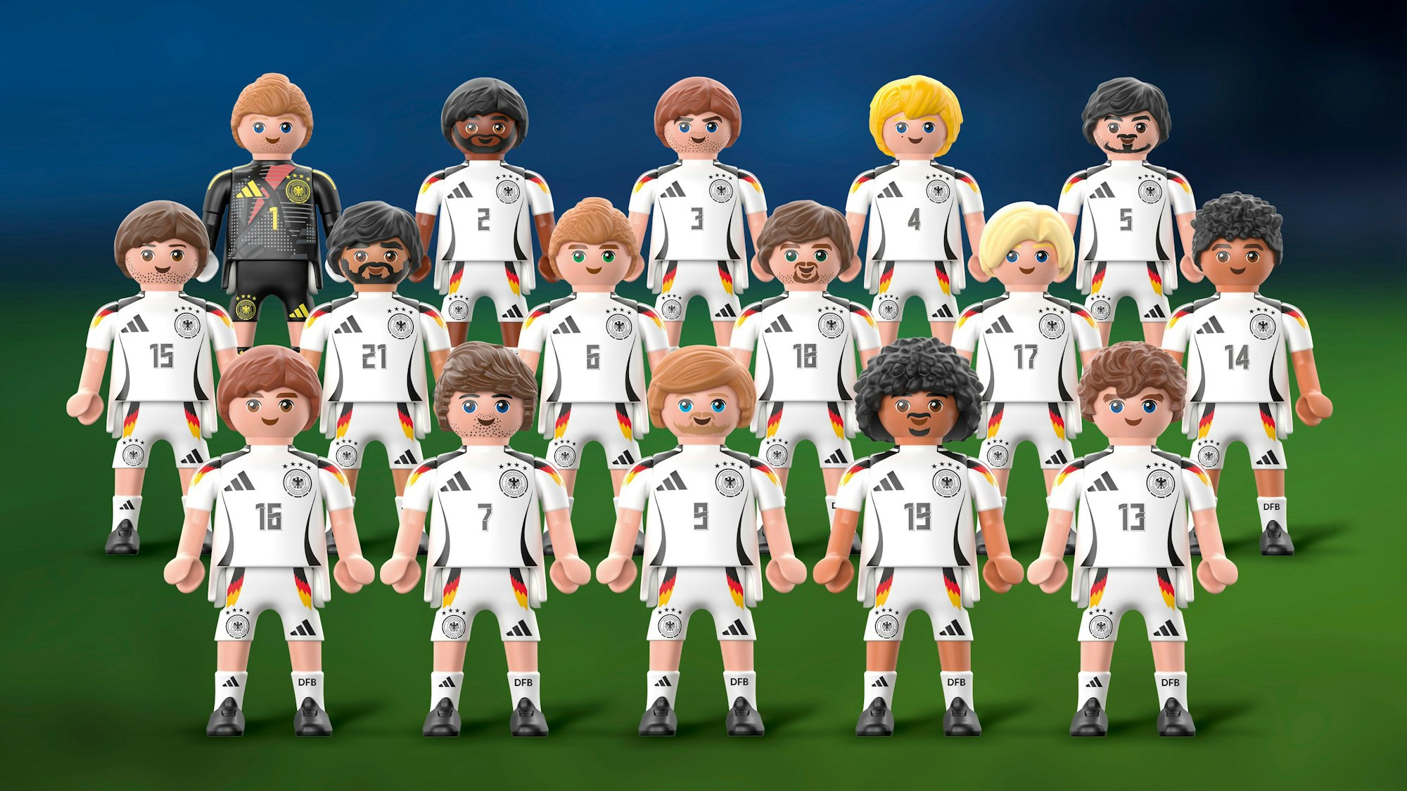 In Vorbereitung auf die Europameisterschaft 2024 kommen die DFB-Stars als original Playmobil-Figuren mit offizieller DFB-Lizenz in die EDEKA-Märkte.