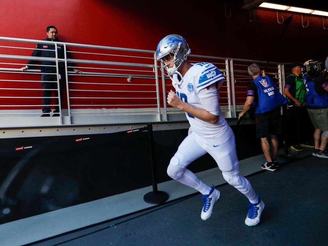 Lions-Quarterback Jared Goff vor dem NFC-Championship-Game am 29. Januar 2024 in Kalifornien.