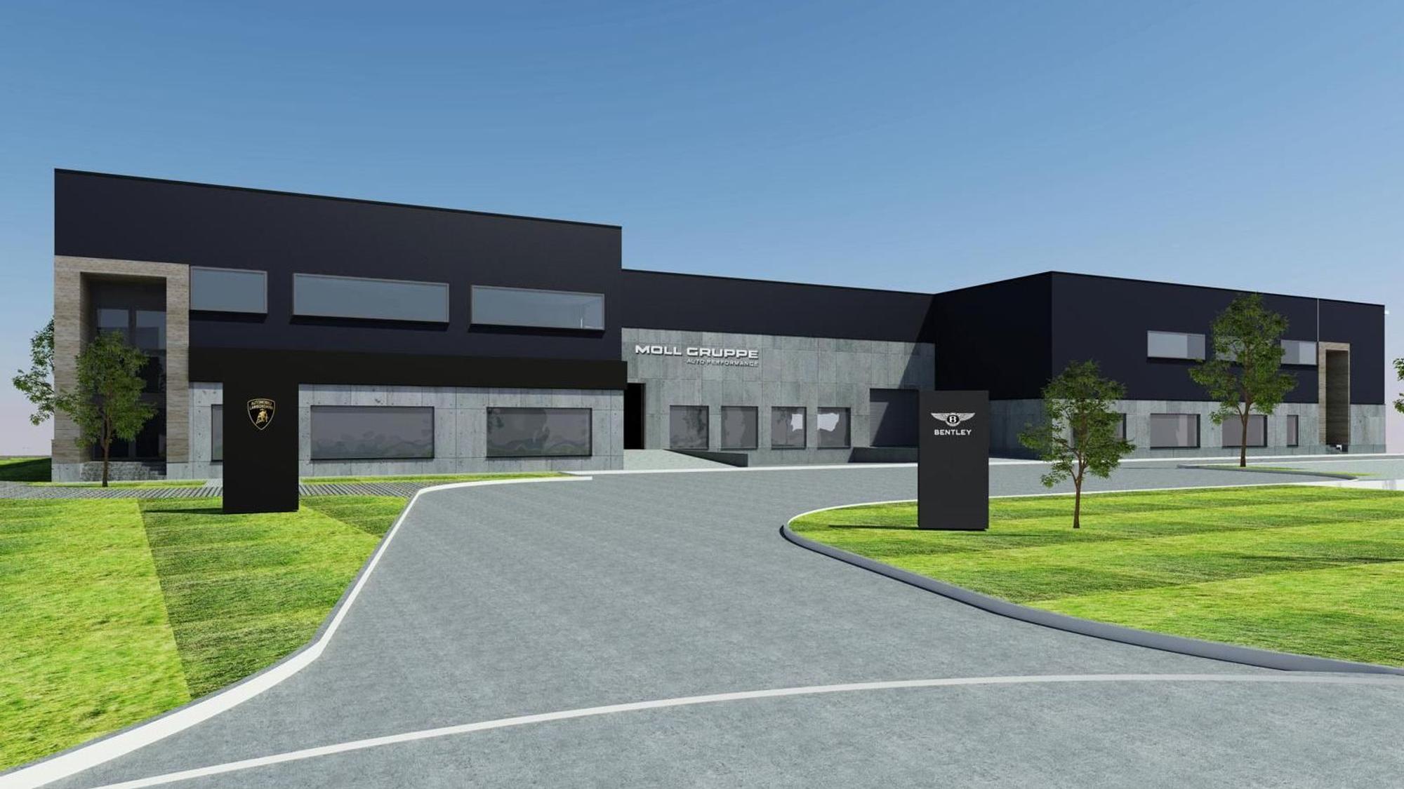 Modell des neuen Flagshipstores für Lamborghini und Bentley in Ehrenfeld.