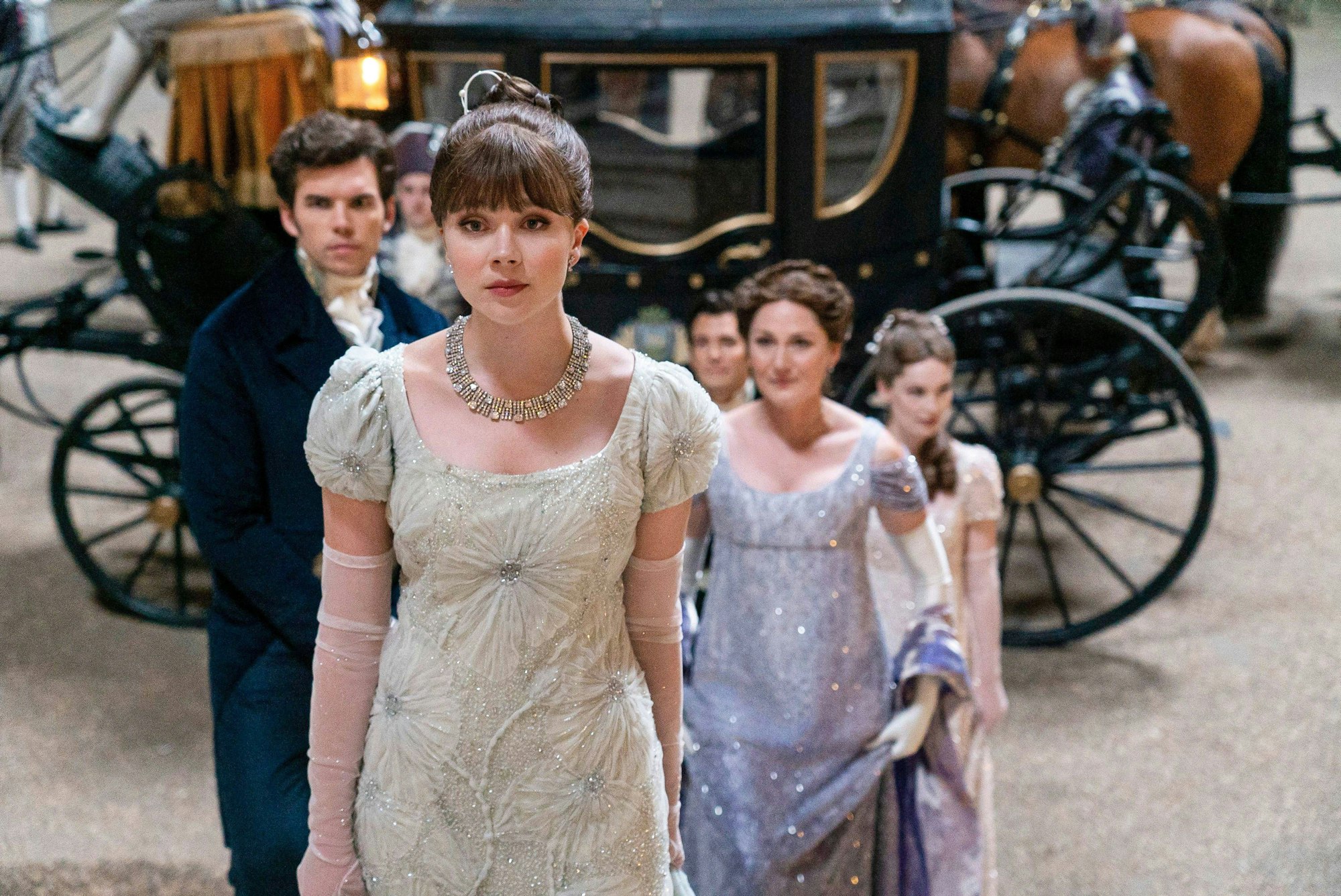 Claudia Jessie USA. Claudia Jessie in the CNetflix series: Bridgerton - season 3 2024. LMK106-J10676-170424 Supplied by LMKMEDIA. Editorial Only. Landmark Media is not the copyright owner of these Film or TV stills but provides a service only for recognised Media outlets. pictureslmkmedia.com PUBLICATIONxNOTxINxUKxUSAxCAN